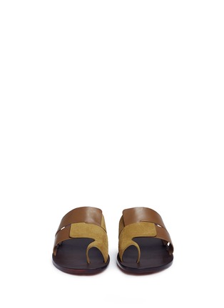 Front View - Click To Enlarge - TRADEMARK - 'Cadiz' suede and leather slide sandals
