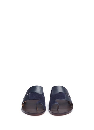 Front View - Click To Enlarge - TRADEMARK - 'Cadiz' suede and leather slide sandals