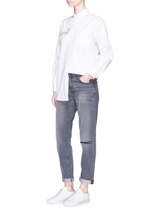 Figure View - Click To Enlarge - FORTE COUTURE - 'Kim' slogan embroidered Oxford shirt