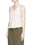 Front View - Click To Enlarge - ALEXANDER WANG - Ball chain trim silk top