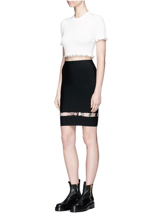 Figure View - Click To Enlarge - ALEXANDER WANG - Suspended coin charm cutout knit skirt