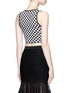 Back View - Click To Enlarge - ALEXANDER WANG - Ball chain trim checkerboard knit cropped top