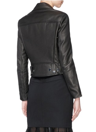 Back View - Click To Enlarge - ALEXANDER WANG - Stud cowskin leather cropped biker jacket