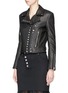 Front View - Click To Enlarge - ALEXANDER WANG - Stud cowskin leather cropped biker jacket
