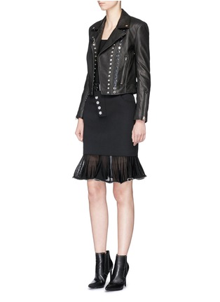 Figure View - Click To Enlarge - ALEXANDER WANG - Stud cowskin leather cropped biker jacket