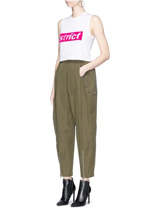 Figure View - Click To Enlarge - ALEXANDER WANG - 'Strict' velvet flock print cropped tank top