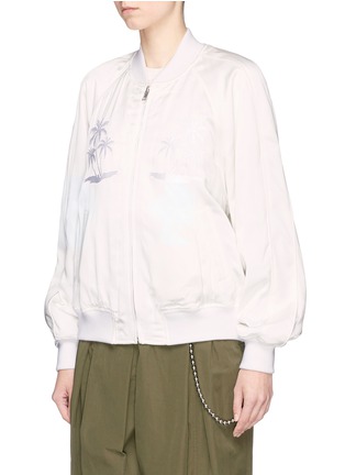 Front View - Click To Enlarge - ALEXANDER WANG - Palm tree embroidered sateen souvenir jacket
