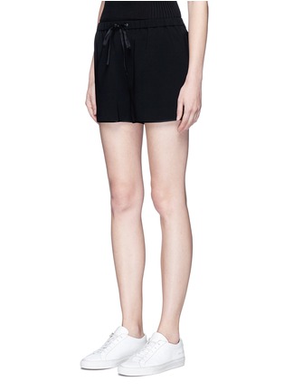 Front View - Click To Enlarge - ALEXANDER WANG - Keyhole cuff drawstring crepe shorts