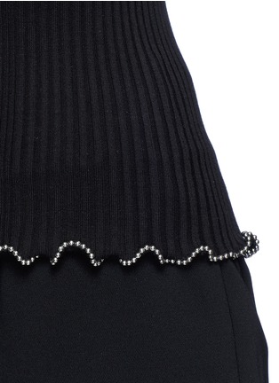 Detail View - Click To Enlarge - ALEXANDER WANG - Ball chain ruffle rib knit tank top