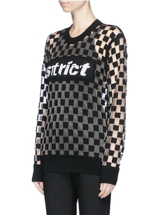 Front View - Click To Enlarge - ALEXANDER WANG - 'Strict' checkboard devoré mesh sweatshirt
