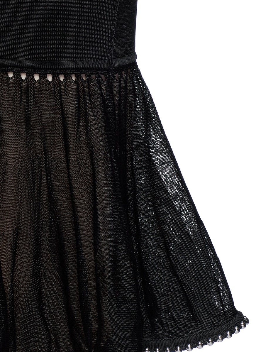 ALEXANDER WANG Ball Chain Ruffle Hem Ponte Knit Dress, Black | ModeSens