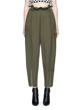 Main View - Click To Enlarge - ALEXANDER WANG - Ball chain paperbag waist twill army pants