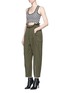 Figure View - Click To Enlarge - ALEXANDER WANG - Ball chain paperbag waist twill army pants