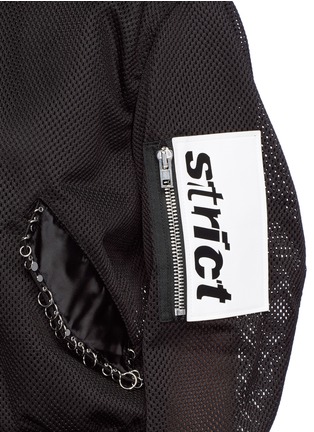 Detail View - Click To Enlarge - ALEXANDER WANG - Leather patch piercing mesh bomber jacket