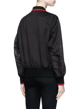 Back View - Click To Enlarge - ALEXANDER WANG - Leather patch piercing mesh bomber jacket