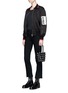Figure View - Click To Enlarge - ALEXANDER WANG - Leather patch piercing mesh bomber jacket