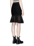 Back View - Click To Enlarge - ALEXANDER WANG - Ball chain ruffle hem ponte knit skirt