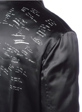 Detail View - Click To Enlarge - SAINT LAURENT - Poem print padded satin bomber jacket