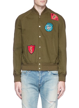 Main View - Click To Enlarge - SAINT LAURENT - Mixed logo patch bomber jacket