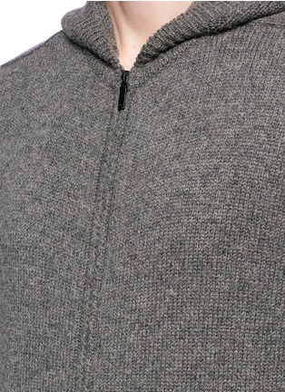 Detail View - Click To Enlarge - SAINT LAURENT - Camel hair knit zip hoodie