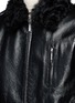 Detail View - Click To Enlarge - SAINT LAURENT - Shearling collar padded lambskin leather jacket