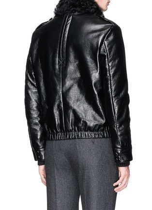 Back View - Click To Enlarge - SAINT LAURENT - Shearling collar padded lambskin leather jacket