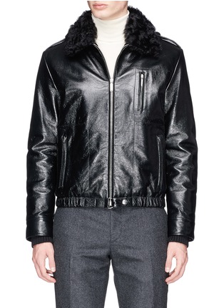 Main View - Click To Enlarge - SAINT LAURENT - Shearling collar padded lambskin leather jacket