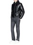 Figure View - Click To Enlarge - SAINT LAURENT - Shearling collar padded lambskin leather jacket