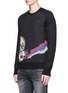 Front View - Click To Enlarge - SAINT LAURENT - Metallic graphic jacquard sweater