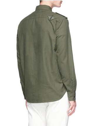 Back View - Click To Enlarge - SAINT LAURENT - Military badge patch twill shirt