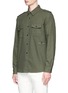 Front View - Click To Enlarge - SAINT LAURENT - Military badge patch twill shirt