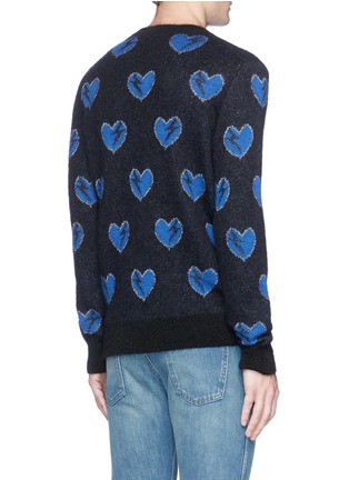 Back View - Click To Enlarge - SAINT LAURENT - Heart jacquard knit sweater