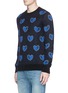 Front View - Click To Enlarge - SAINT LAURENT - Heart jacquard knit sweater
