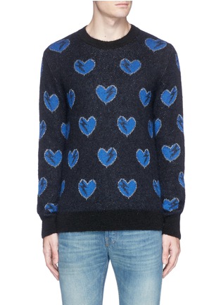 Main View - Click To Enlarge - SAINT LAURENT - Heart jacquard knit sweater