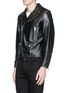 Front View - Click To Enlarge - SAINT LAURENT - Cat martini print calfskin leather biker jacket