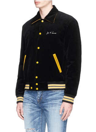 Front View - Click To Enlarge - SAINT LAURENT - 'Je T'aime' embroidered corduroy coach jacket