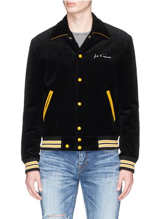 Main View - Click To Enlarge - SAINT LAURENT - 'Je T'aime' embroidered corduroy coach jacket