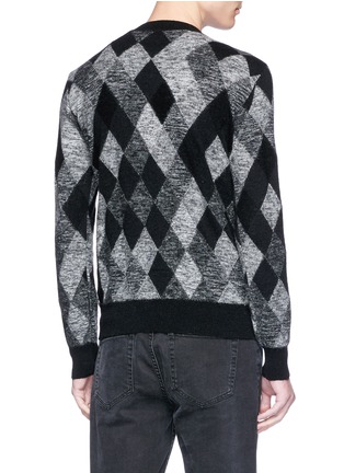 Back View - Click To Enlarge - SAINT LAURENT - Argyle jacquard mohair blend sweater