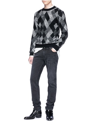 Figure View - Click To Enlarge - SAINT LAURENT - Argyle jacquard mohair blend sweater
