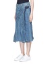 Front View - Click To Enlarge - SACAI - Belted asymmetric wrap denim skirt
