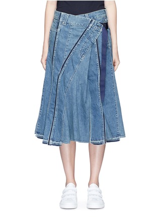 Main View - Click To Enlarge - SACAI - Belted asymmetric wrap denim skirt