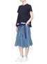 Figure View - Click To Enlarge - SACAI - Belted asymmetric wrap denim skirt