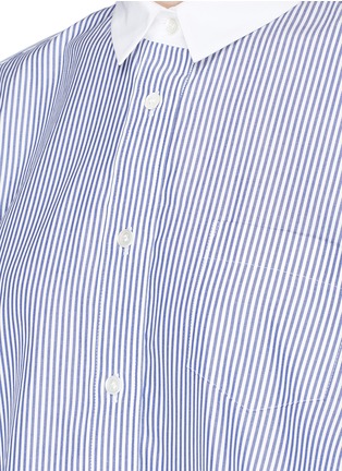 Detail View - Click To Enlarge - SACAI - Lace trim drawstring stripe shirt