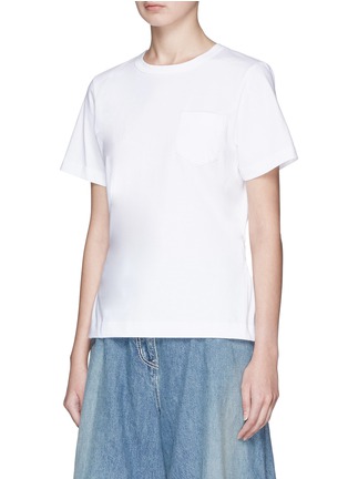 Front View - Click To Enlarge - SACAI - Grosgrain strap pleated back T-shirt