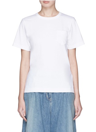 Main View - Click To Enlarge - SACAI - Grosgrain strap pleated back T-shirt