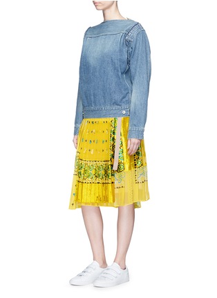 Figure View - Click To Enlarge - SACAI - Bandana print pleated velvet and chiffon wrap skirt