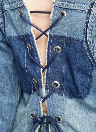 Detail View - Click To Enlarge - SACAI - Lace-up back denim top