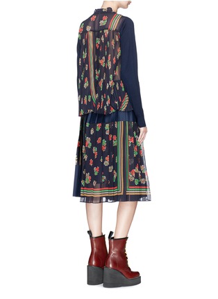 Figure View - Click To Enlarge - SACAI - Floral print chiffon back wool cardigan