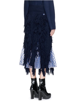 Back View - Click To Enlarge - SACAI - Lace trim fringed cable knit skirt