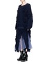 Figure View - Click To Enlarge - SACAI - Lace trim fringed cable knit skirt